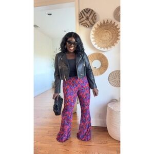 Wild Fable Floral Print Flared Leg Pants, Women's Size Large, Colorful